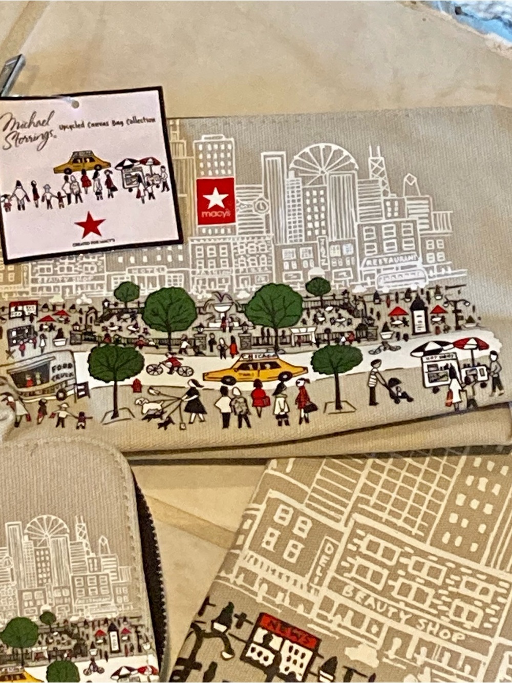 NWT New York City Canvas Tote Bag designed by Michael Storings for Macy's - Picture 4 of 12